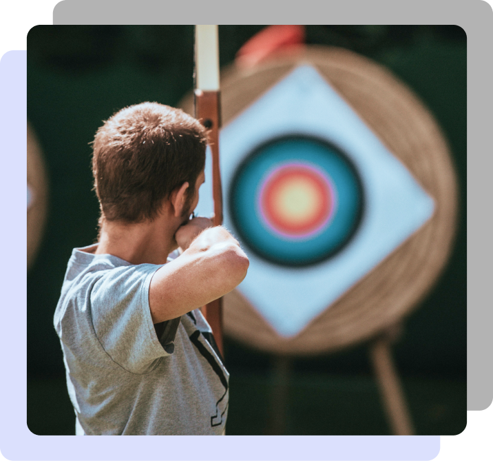 An archer aiming at a target